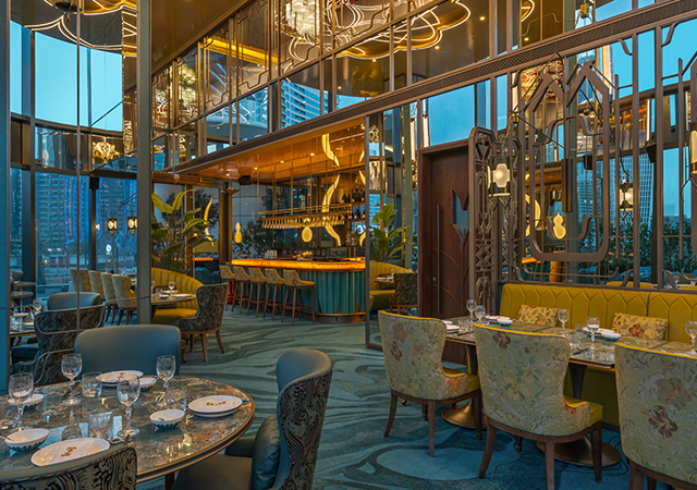 China Tang at The Lana comprises a grand main dining room, intimate private dining areas, a captivating terrace, and an elegant bar and lounge.